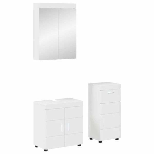 Комплект мебели за баня TULUM 3 pcs Лъскаво бяло