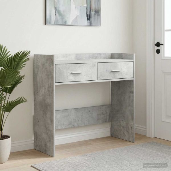 Конзолна маса Бетонно сиво 90 x 35 x 80 см Инженерна дървесина
