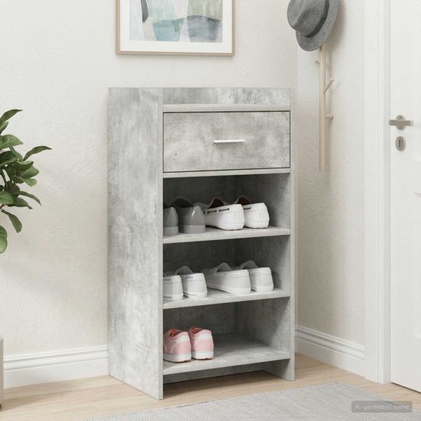 Шкаф за обувки Бетонно сиво 48 x 36 x 92 см Инженерна дървесина