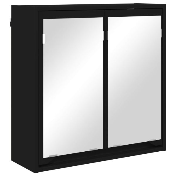 Шкаф с огледало за баня Черно 60 x 20 x 60 cm Инженерно дърво