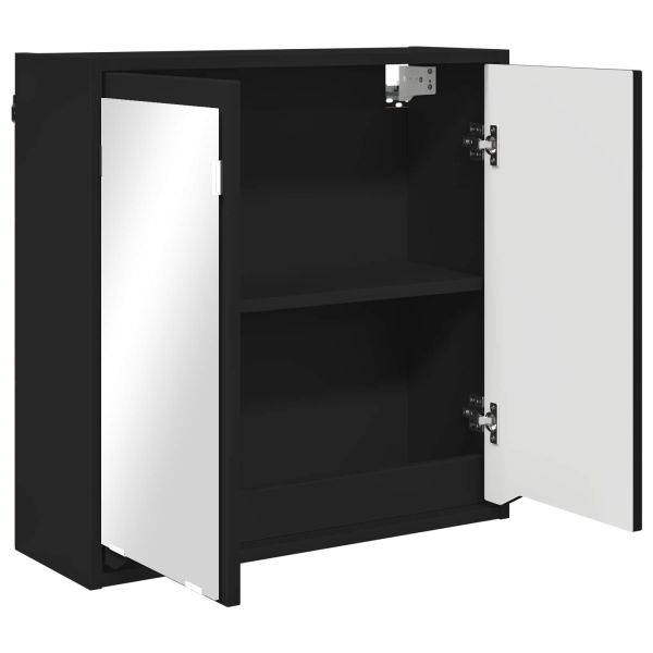 Шкаф с огледало за баня Черно 60 x 20 x 60 cm Инженерно дърво