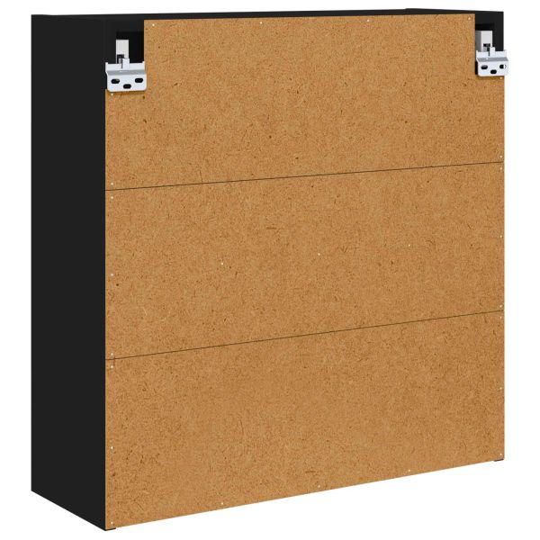 Шкаф с огледало за баня Черно 60 x 20 x 60 cm Инженерно дърво