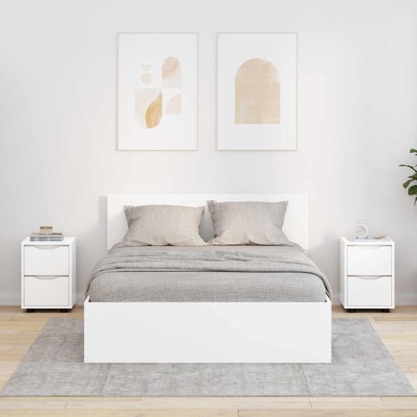 Нощни маси 2 pcs Бяло 30,5 x 30 x 43 см Инженерно дърво