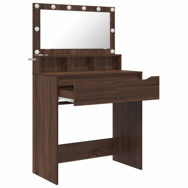 Тоалетки за спалня Кафяв дъб 80 x 39,6 x 135 см Инженерно дърво