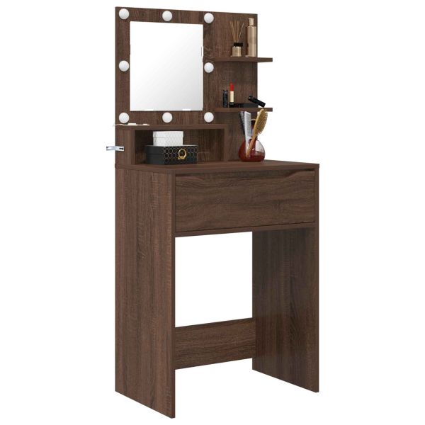 Тоалетки за спалня Кафяв дъб 80 x 39,6 x 135 см Инженерно дърво