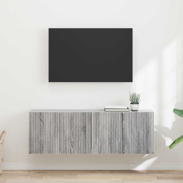 TV стенен шкаф 2 pcs Сив Сонома 59,5 x 31 x 40 см