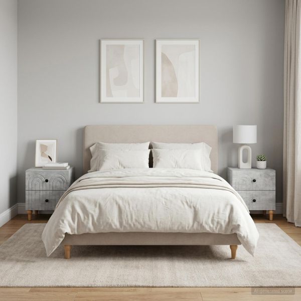 Нощен шкаф с чекмедже 2 pcs Бетонно сиво 43 x 34,5 x 48 см