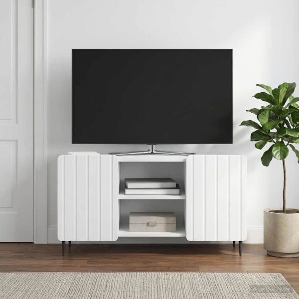 ТВ шкаф Бяло 102 x 34,5 x 52 см Инженерна дървесина