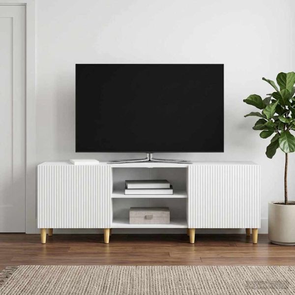 ТВ шкаф Бяло 150 x 31 x 50 см Инженерна дървесина