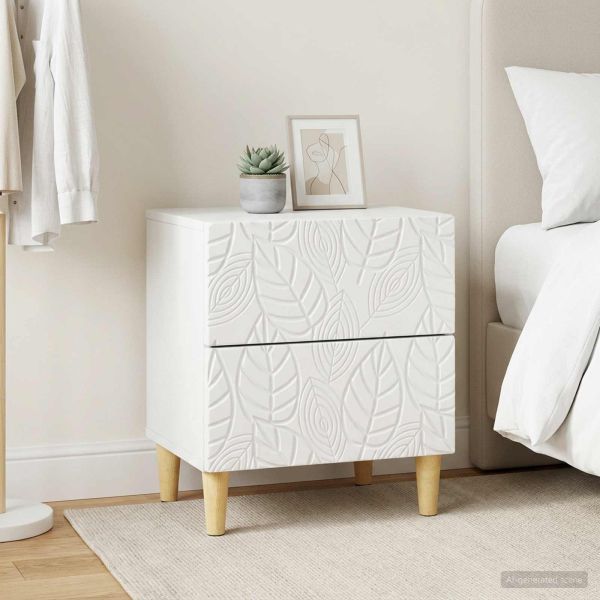 Нощно шкафче 2 pcs Бяло 43 x 34,5 x 48 см Инженерна дървесина