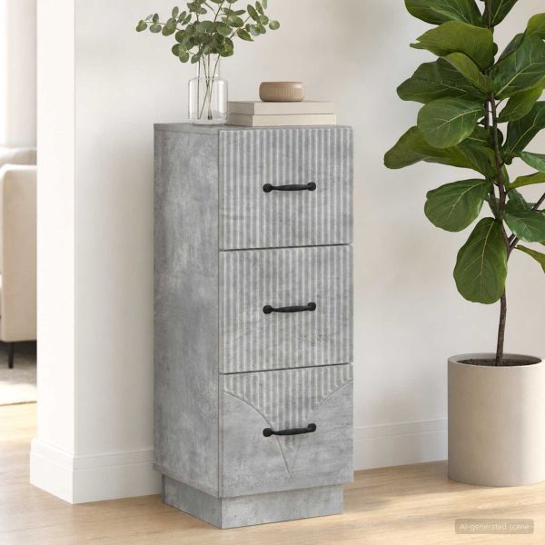 Чекмеджетен шкаф Бетонно сиво 33 x 34,5 x 87 см