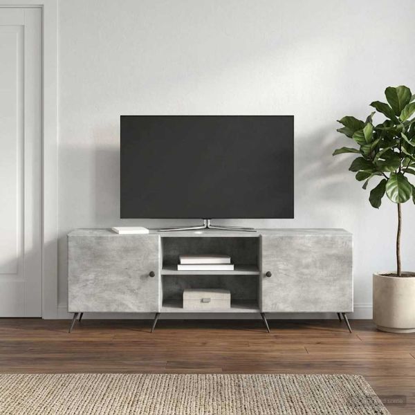 ТВ шкаф Бетонно сиво 150 x 31 x 50 см Инженерна дървесина