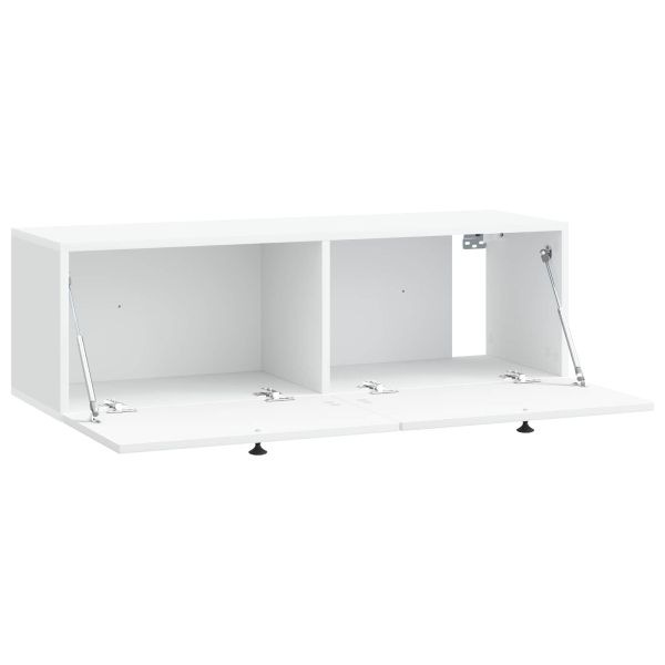 Стенно монтиран ТВ шкаф Монтиране на стена Бяло 98 x 31 x 30 см