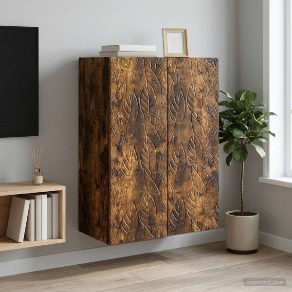 Стенно шкафче Опушен дъб 66 x 34,5 x 90 см Инженерна дървесина
