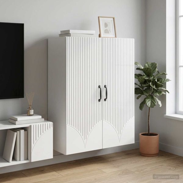 Стенно шкафче Бял гланц 66 x 34,5 x 90 см Инженерна дървесина