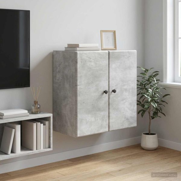 Стенно шкафче Бетонно сиво 59 x 31 x 60 см Инженерна дървесина