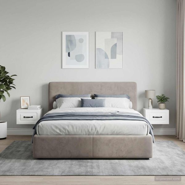 Спален шкаф с монтаж на стена 2 pcs Бял гланц 34,5 x 33 x 20 см