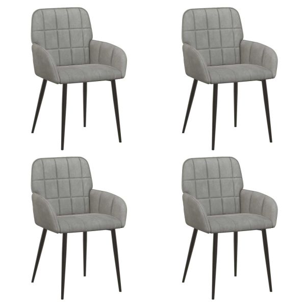 Обедени столове 4 pcs Кадифе Светлосиво 57 х 50 х 85 см