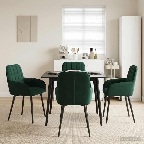 Обедени столове 4 pcs Кадифе Тъмнозелено 57 х 50 х 85 см