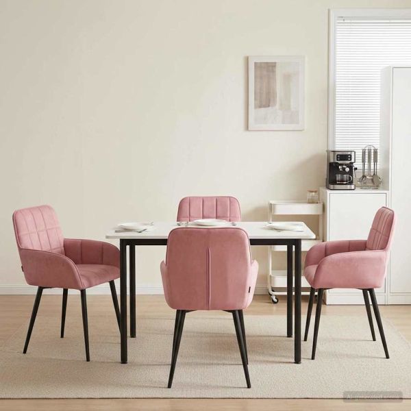Обедени столове 4 pcs Кадифе Розово 57 х 50 х 85 см