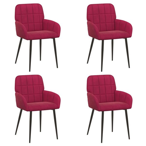 Обедени столове 4 pcs Кадифе Виненочервен 57 х 50 х 85 см