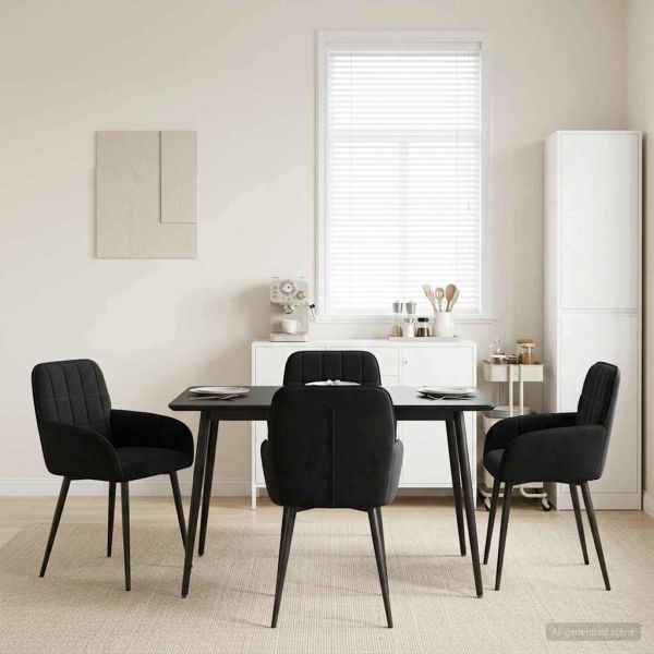 Обедени столове 4 pcs Кадифе Черно 57 х 50 х 85 см