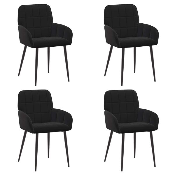Обедени столове 4 pcs Кадифе Черно 57 х 50 х 85 см