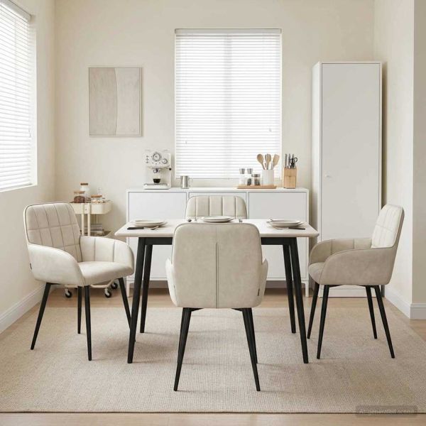 Обедени столове 4 pcs Кадифе Кремаво 57 х 50 х 85 см