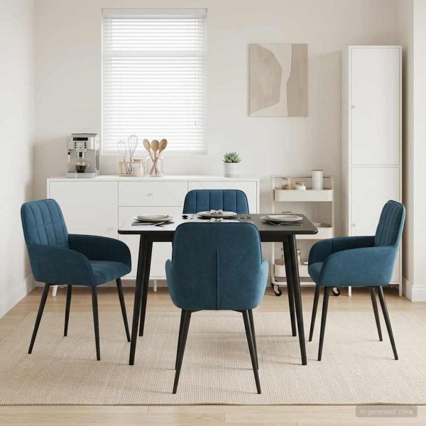 Обедени столове 4 pcs Кадифе Синьо 57 х 50 х 85 см