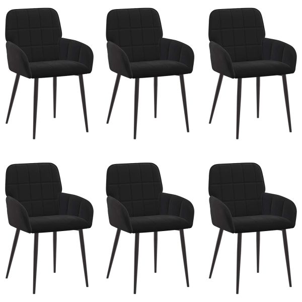 Обедени столове 6 pcs Кадифе Черно 57 х 50 х 85 см