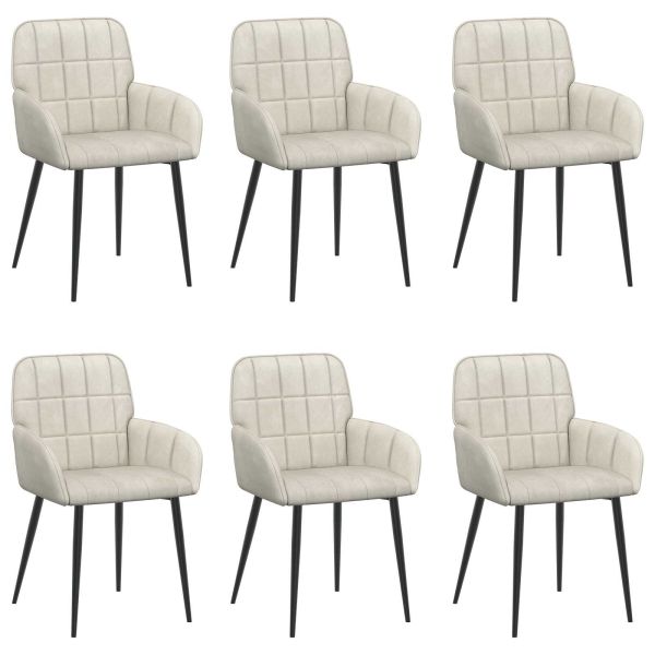 Обедени столове 6 pcs Кадифе Кремаво 57 х 50 х 85 см