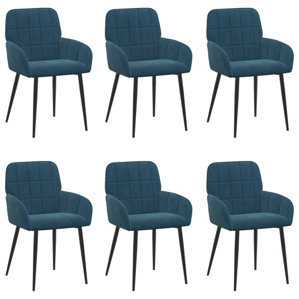 Обедени столове 6 pcs Кадифе Синьо 57 х 50 х 85 см
