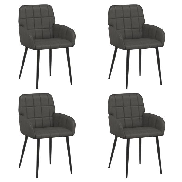 Обедени столове 4 pcs Изкуствена Черно 57 х 50 х 85 см