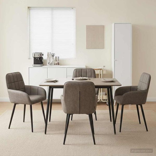 Обедени столове 4 pcs Изкуствена Сиво 57 х 50 х 85 см
