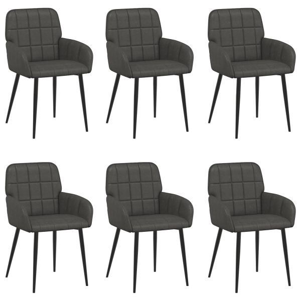 Обедени столове 6 pcs Изкуствена Черно 57 х 50 х 85 см
