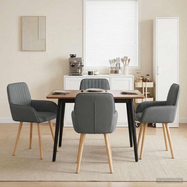 Обедени столове 4 pcs Текстил Тъмносиво 56,5 x 50 x 87,5 см
