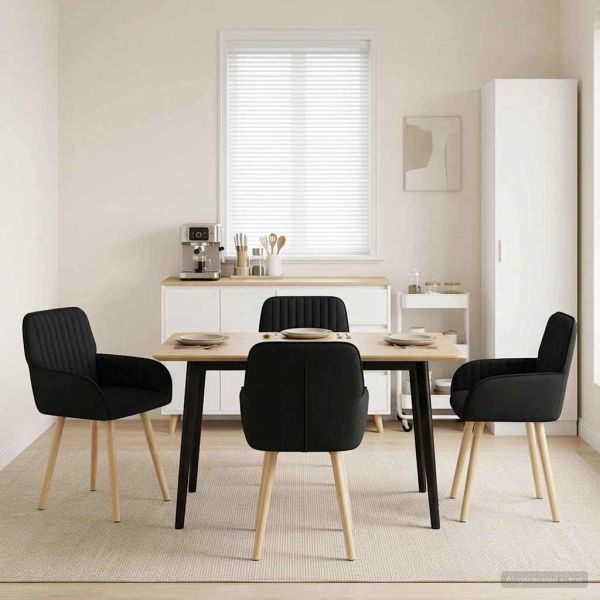 Обедени столове 4 pcs Текстил Черно 56,5 x 50 x 87,5 см