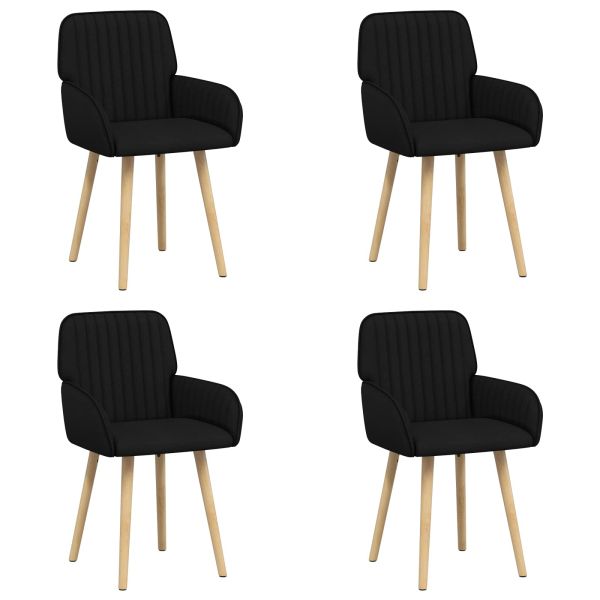 Обедени столове 4 pcs Текстил Черно 56,5 x 50 x 87,5 см