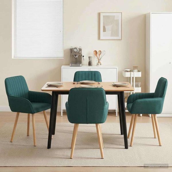 Обедени столове 4 pcs Текстил Тъмнозелено 56,5 x 50 x 87,5 см