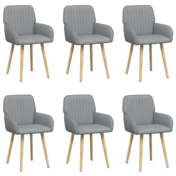 Обедени столове 6 pcs Текстил Светлосиво 56,5 x 50 x 87,5 см