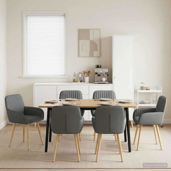 Обедени столове 6 pcs Текстил Тъмносиво 56,5 x 50 x 87,5 см