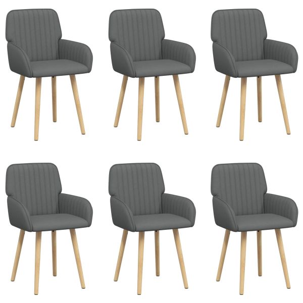 Обедени столове 6 pcs Текстил Тъмносиво 56,5 x 50 x 87,5 см