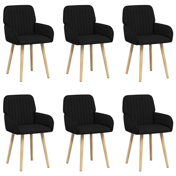 Обедени столове 6 pcs Текстил Черно 56,5 x 50 x 87,5 см