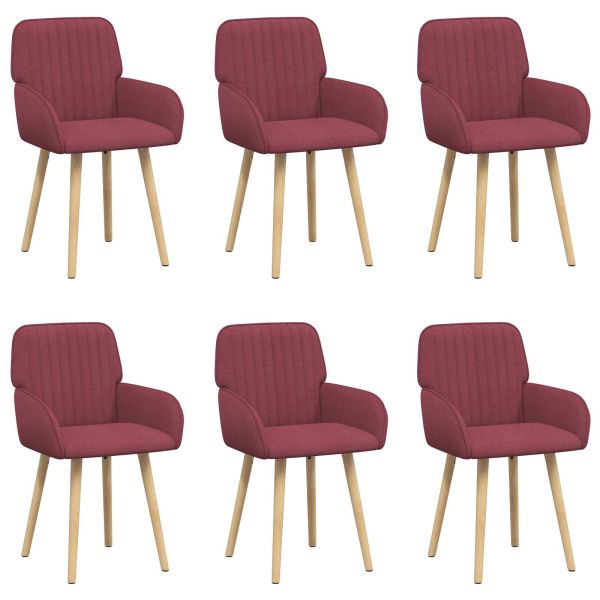Обедени столове 6 pcs Текстил Виненочервен 56,5 x 50 x 87,5 см
