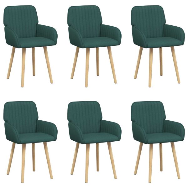 Обедени столове 6 pcs Текстил Тъмнозелено 56,5 x 50 x 87,5 см