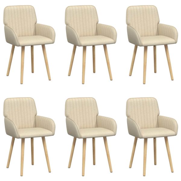 Обедени столове 6 pcs Текстил Кремаво 56,5 x 50 x 87,5 см