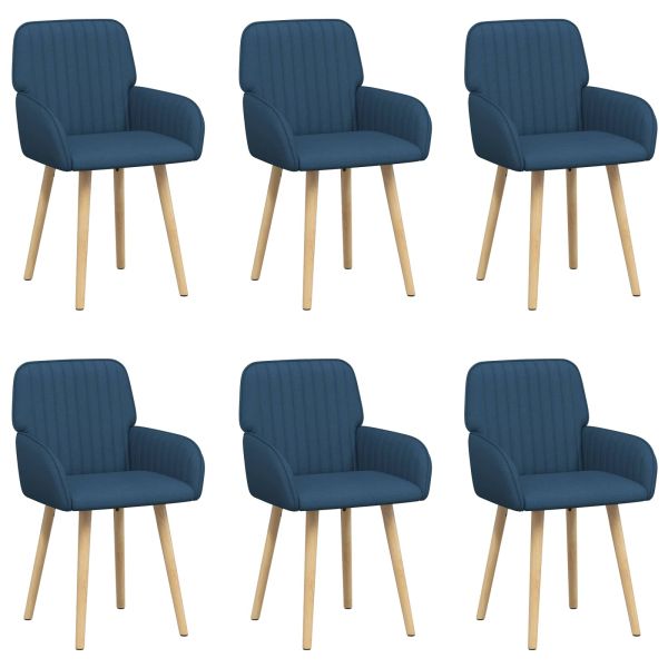 Обедени столове 6 pcs Текстил Синьо 56,5 x 50 x 87,5 см