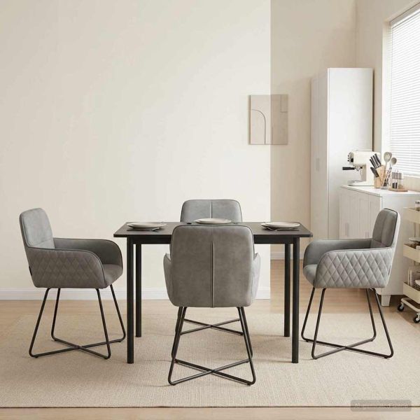 Обедени столове 4 pcs Кадифе Светлосиво 59 x 56,5 x 86 см