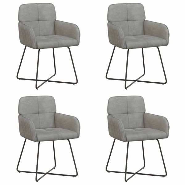 Обедени столове 4 pcs Кадифе Светлосиво 59 x 56,5 x 86 см