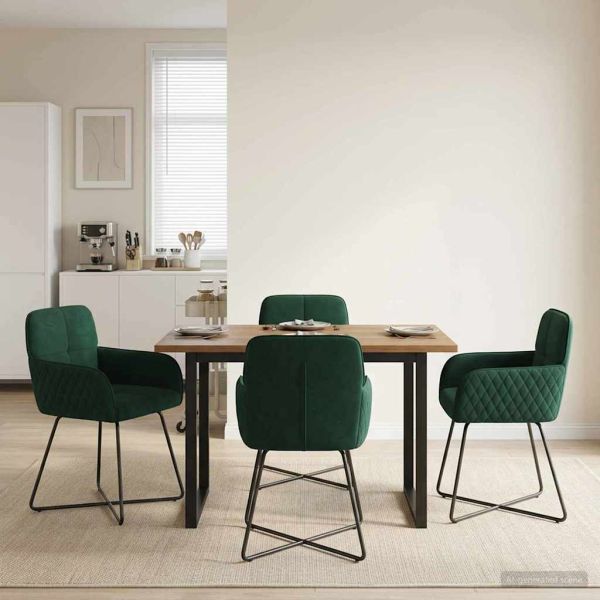 Обедени столове 4 pcs Кадифе Тъмнозелено 59 x 56,5 x 86 см